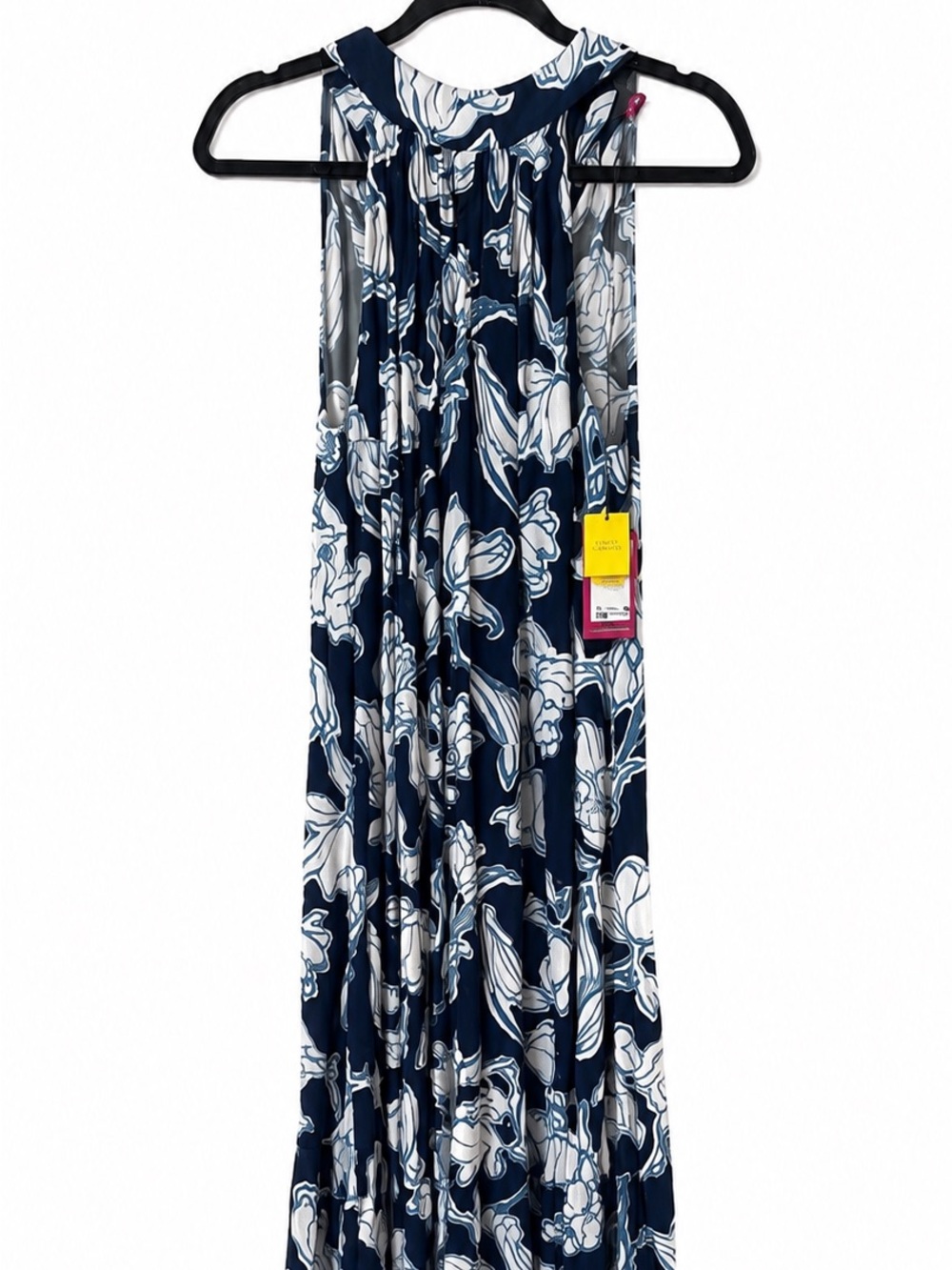 NWT Vince‎ Camuto Windswept Wonder Floral Maxi Ruffle Dress Blue Sleeveless M